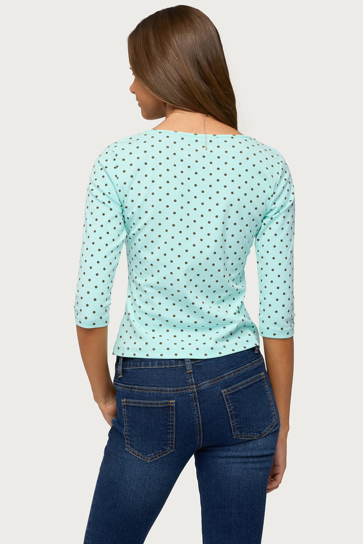 Lela Polka Dot Three-Quarter Sleeve Top