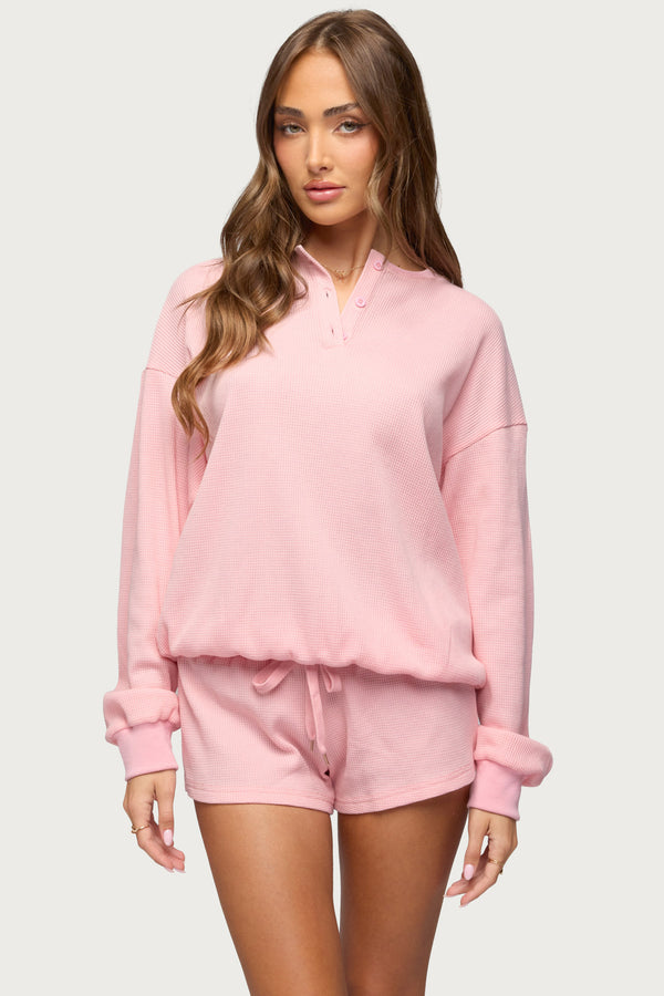 Baila Waffle Henley Top view 1