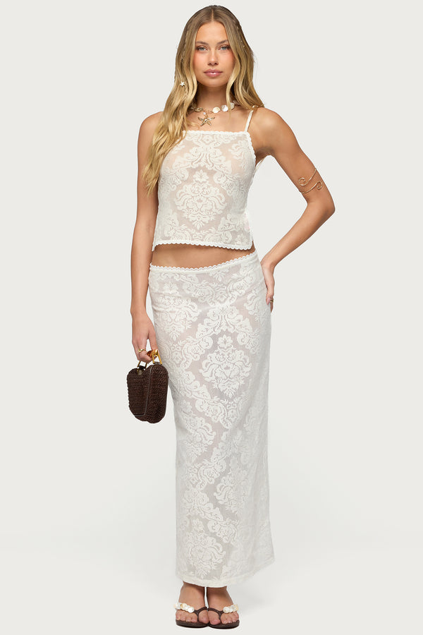Violette Sheer Lace Tie Back Top view 2