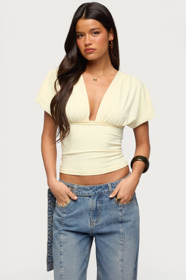 Flutter Plunging V Neck Top view 1