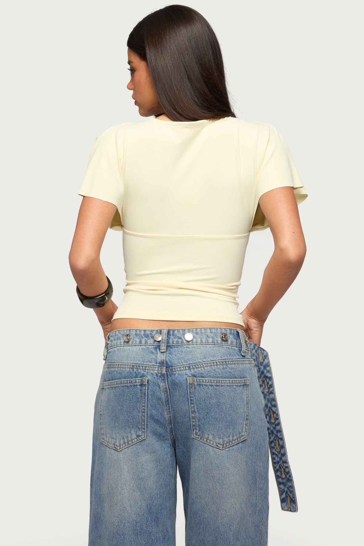 Flutter Plunging V Neck Top