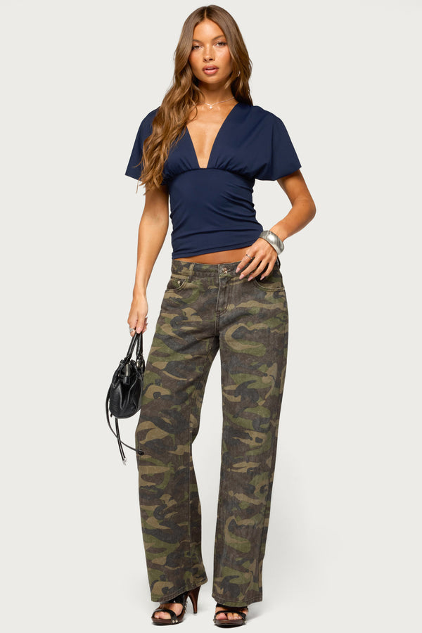 Flutter Plunging V Neck Top view 2