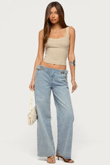 Buckled Low Rise Baggy Jeans