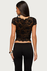 Elza Scalloped Sheer Lace Top