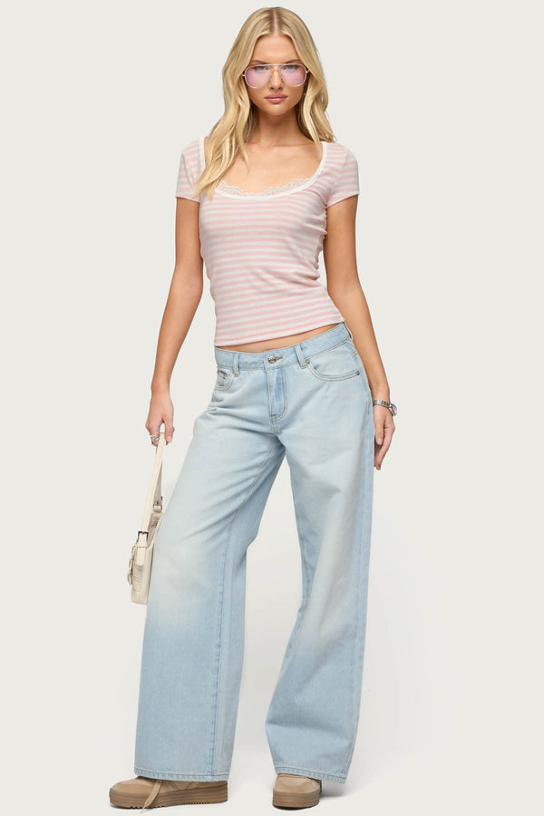 Layered Lacey Striped T Shirt view 2