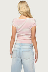 Layered Lacey Striped T Shirt