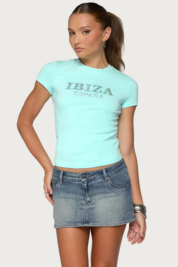 Ibiza Rhinestone T Shirt view 1