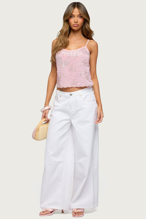 Bead & Sequin Chiffon Tank Top view 2
