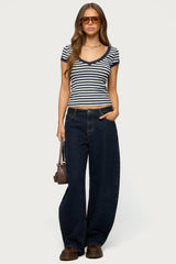 Antonela Striped V Neck T Shirt