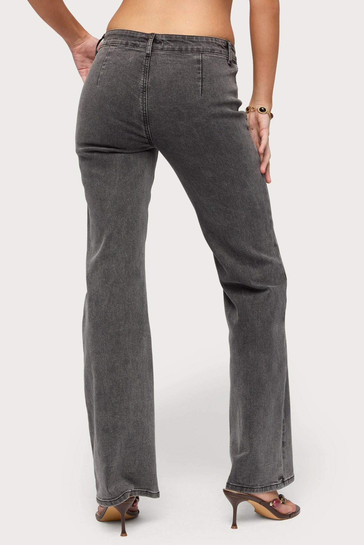 Grommet Mid Rise Straight Leg Jeans