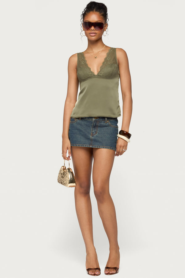 Vikkey Lacey Satin Effect Tank Top view 2