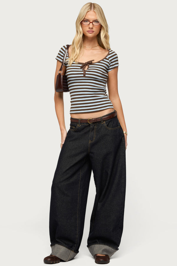 Emberly Striped Raglan Top view 2