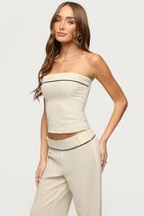Dorine Contrast Woven Strapless Top