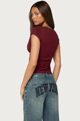 Penelopy Overlap V Neck Top