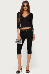 Mar V Neck Three-Quarter Sleeve Top