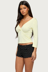 Mar V Neck Three-Quarter Sleeve Top