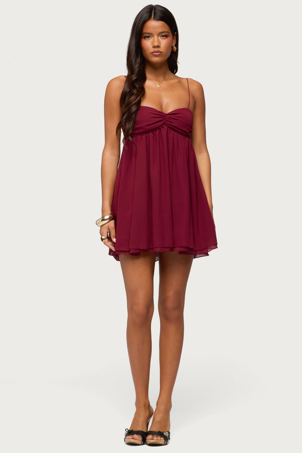 Ariellah Chiffon Babydoll Mini Dress view 2