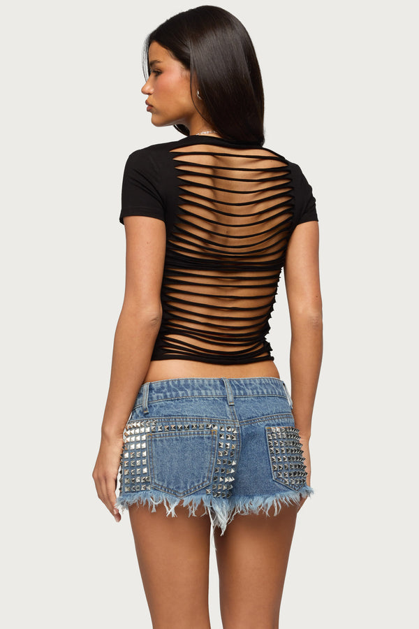Izabelle Shredded Back Top view 1