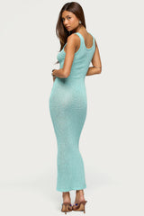 Abby Sequin Sheer Knit Maxi Dress