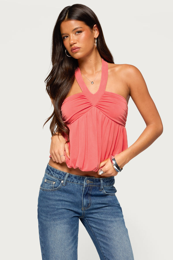 Kristina Gathered Bubble Halter Top view 1