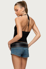 Butterfly Bead & Sequin Halter Top