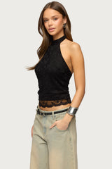 Perrie Lace High Neck Halter Top