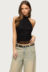 Perrie Lace High Neck Halter Top