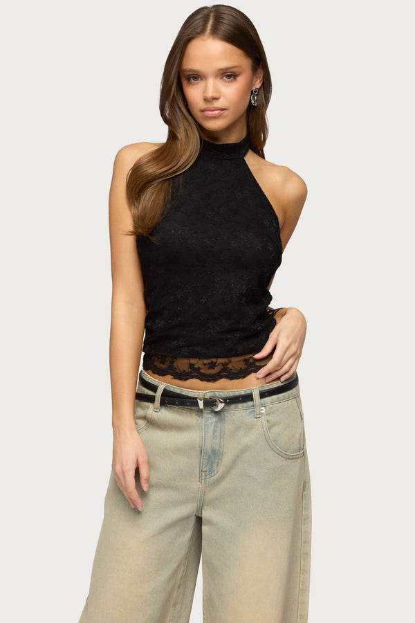 Perrie Lace High Neck Halter Top view 1