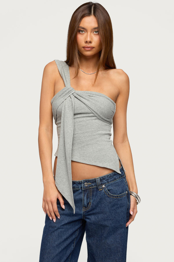 Zoie Draped Tie One Shoulder Top view 1