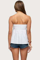 Linen Look Strapless Babydoll Top