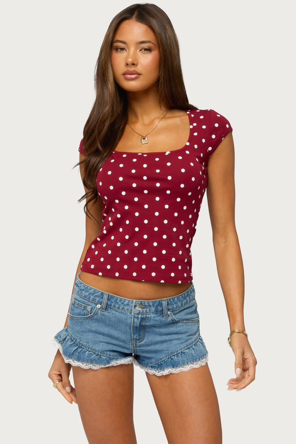 Mookie Square Neck Polka Dot Top view 1