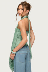 Two Piece Sequin Knit Scarf Top