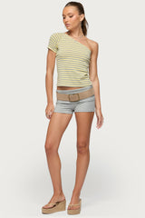 Eulia One Shoulder Striped Top