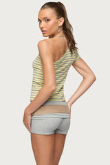 Eulia One Shoulder Striped Top