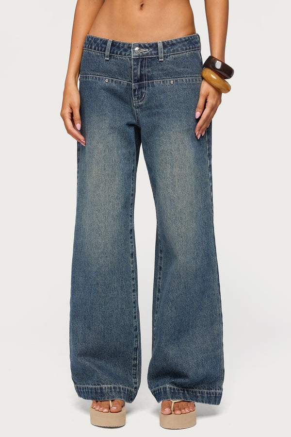 Wyn Studded Low Rise Baggy Jeans view 2