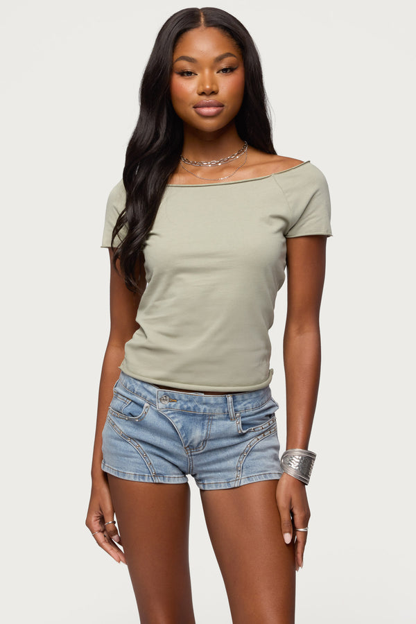 Kamalah Boat Neck Cotton T Shirt view 1