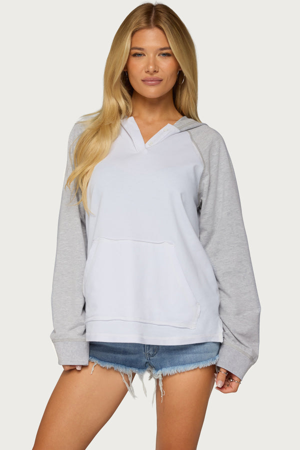 Jozie Contrast Raglan French Terry Hoodie view 1