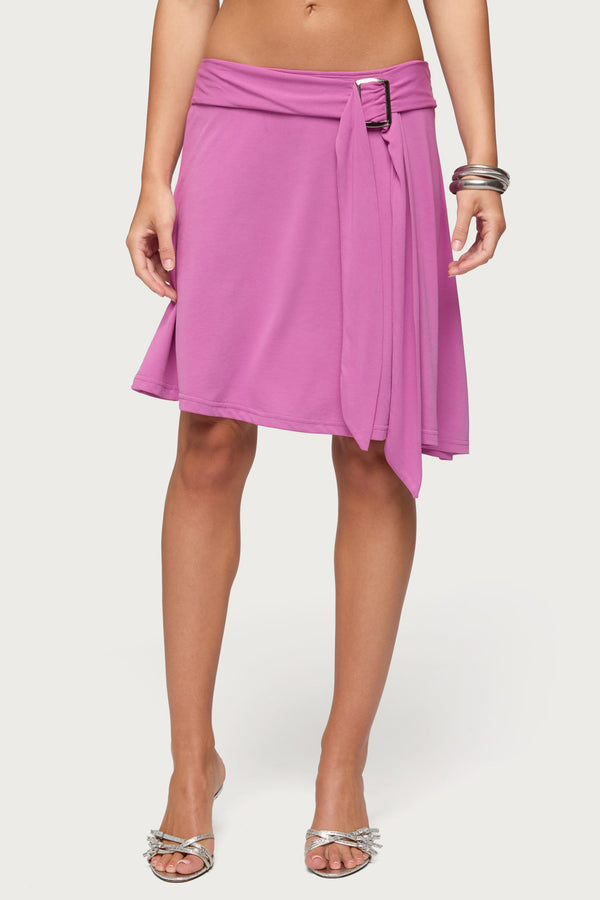 Fiori Buckle Asymmetric Midi Skirt view 2