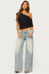 Teala Studded Low Rise Baggy Jeans