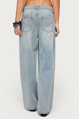 Oaklee Studded Low Rise Baggy Jeans