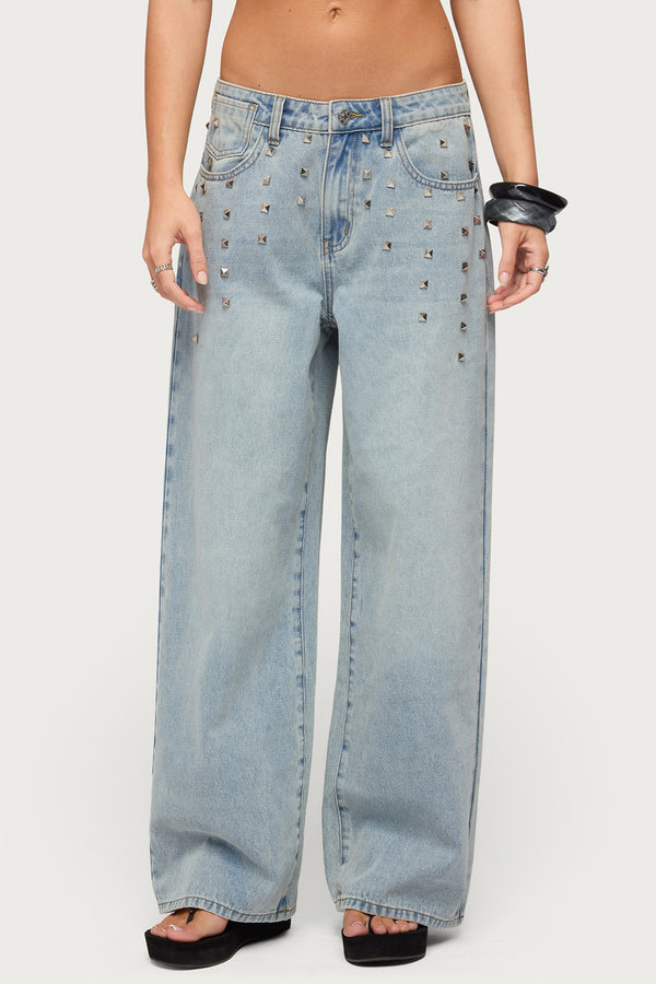 Oaklee Studded Low Rise Baggy Jeans view 2
