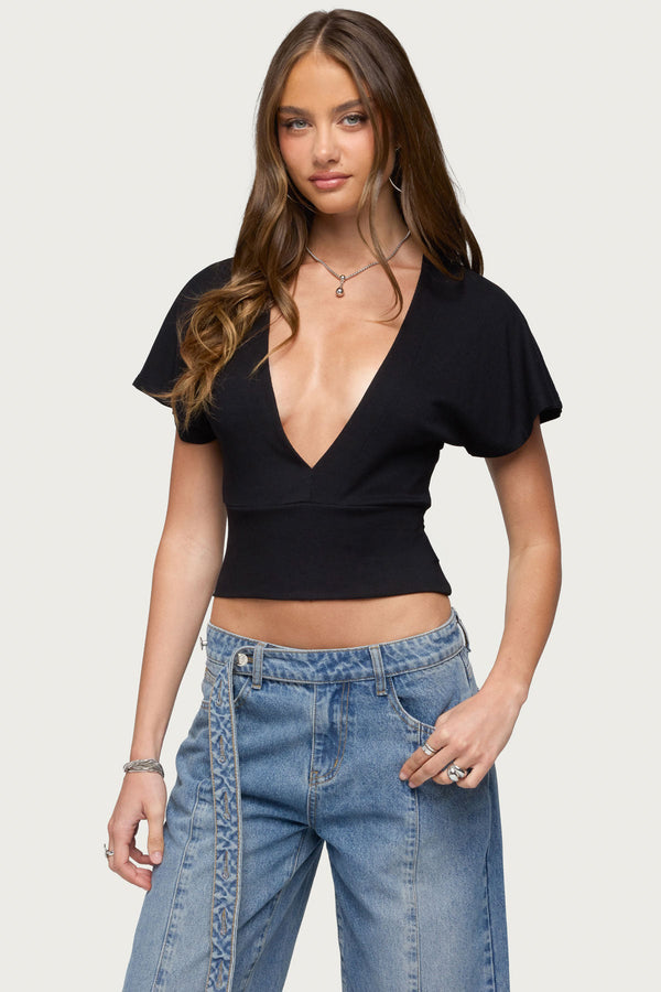 Mundy Deep V Neck Top view 1