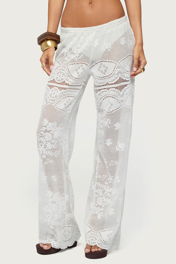 Milaya Sheer Crochet Straight Leg Pants view 2