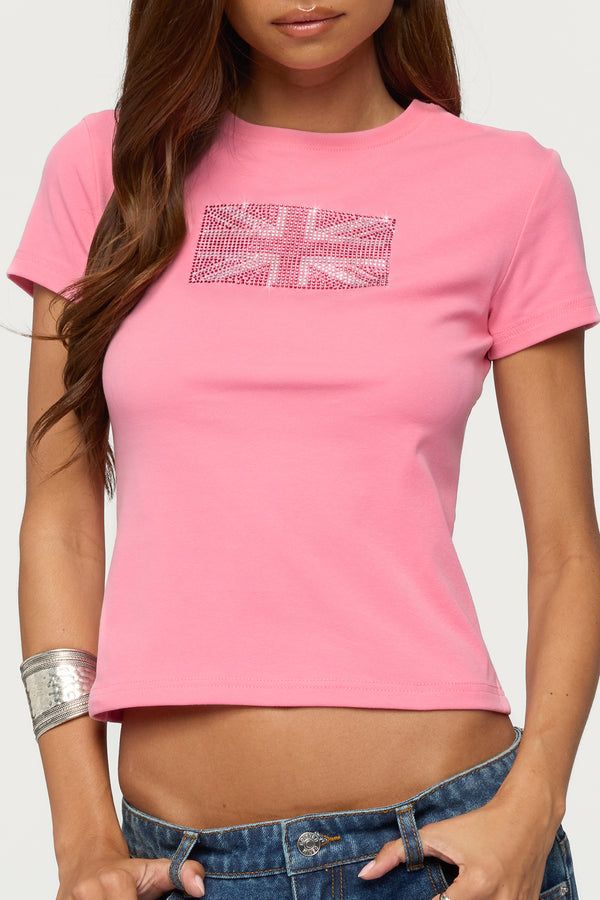UK Girl Rhinestone T Shirt view 2