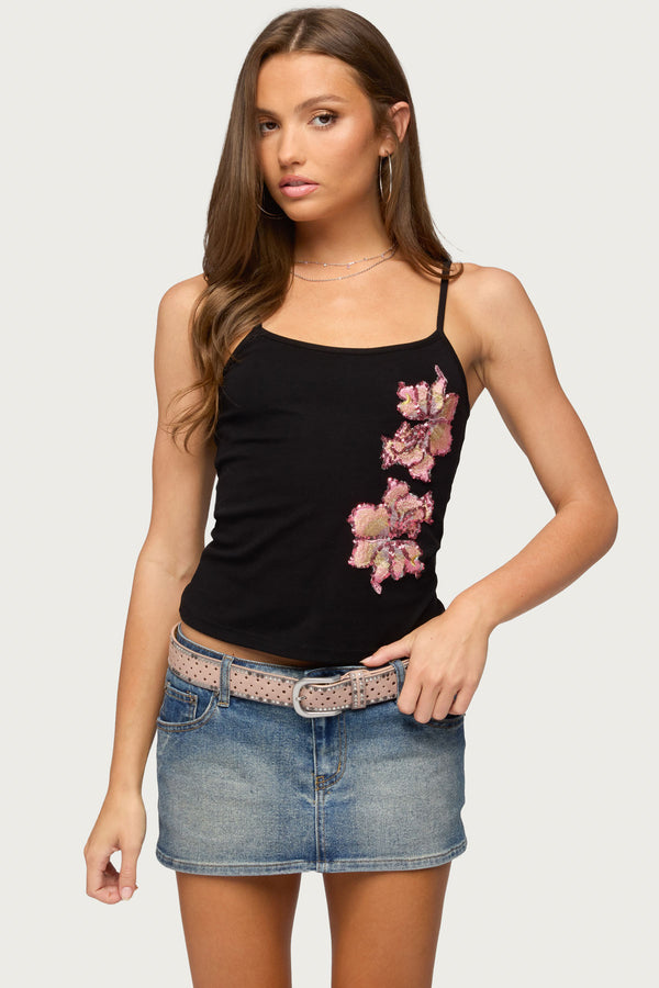 Sylvanna Sequin Flower Tank Top view 1