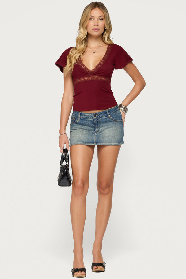 Yvetta Lacey Flutter Sleeve Top view 2