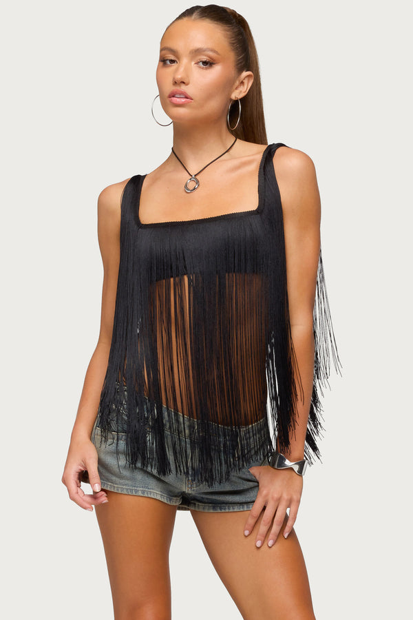 Eranthe Fringed Crop Top view 1