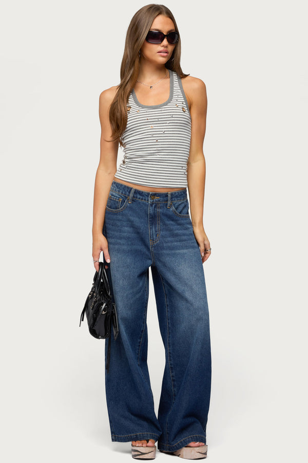 Sindy Grommet & Stud Striped Tank Top view 2
