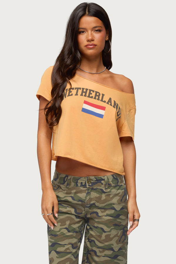 Netherlands Off Shoulder T Shirt view 2