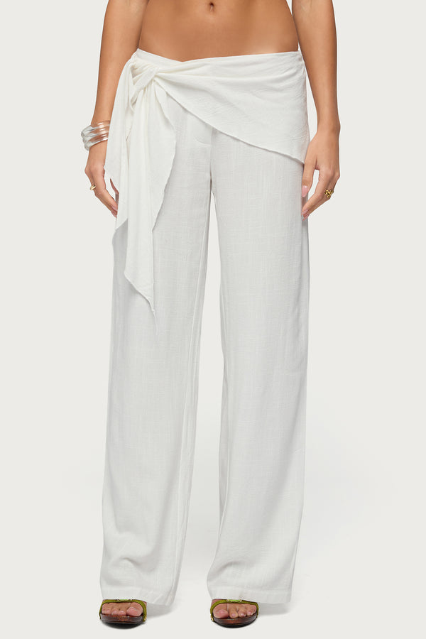 Suki Sarong Belt Linen Look Pants view 2